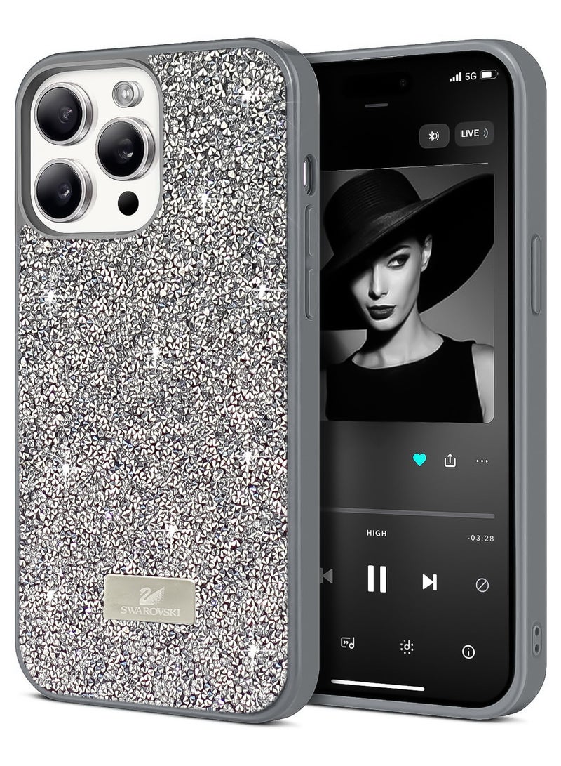 Glitter Back Case For Iphone 12 Pro Max Luxury Bling Glitter Design Back Cover for Girls Women Bumper Anti-Scratch Bumper Slim Shell Phone Case (Grey)